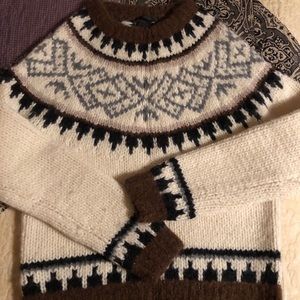 J. Crew Brown and Cream Patterned Sweater